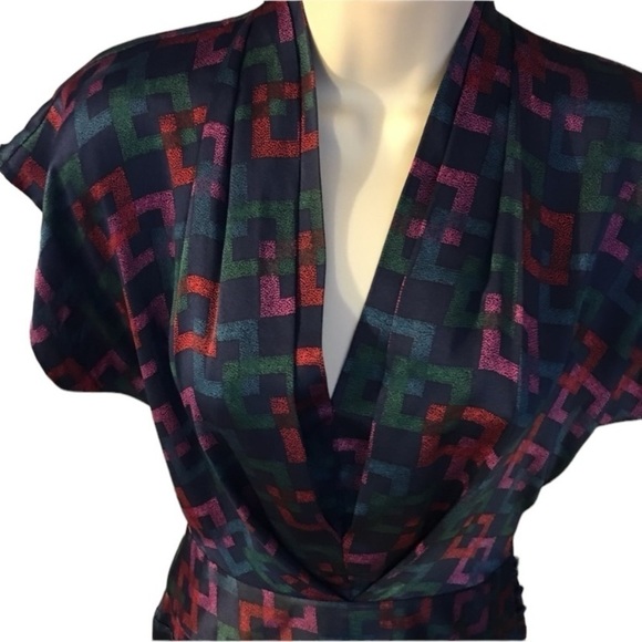 Anthropologie Trovato 100% silk Jewel Tone midi Party dress Festive Holiday - Picture 4 of 12